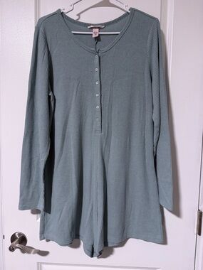 Victoria's Secret Sage Green Ribbed Henley Romper